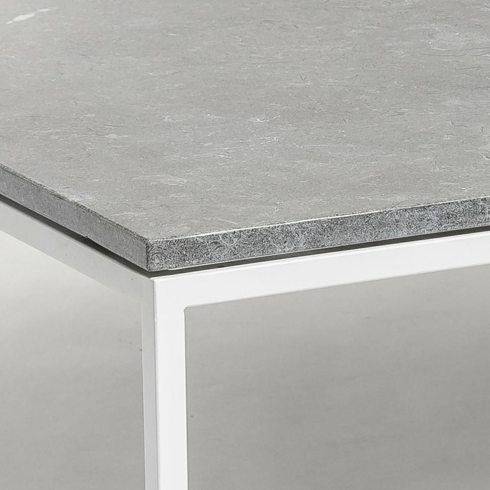 Details of Light Grey Frame with Dark Grey Limestone Table Top of Bönan Lounge Table by Skargaarden