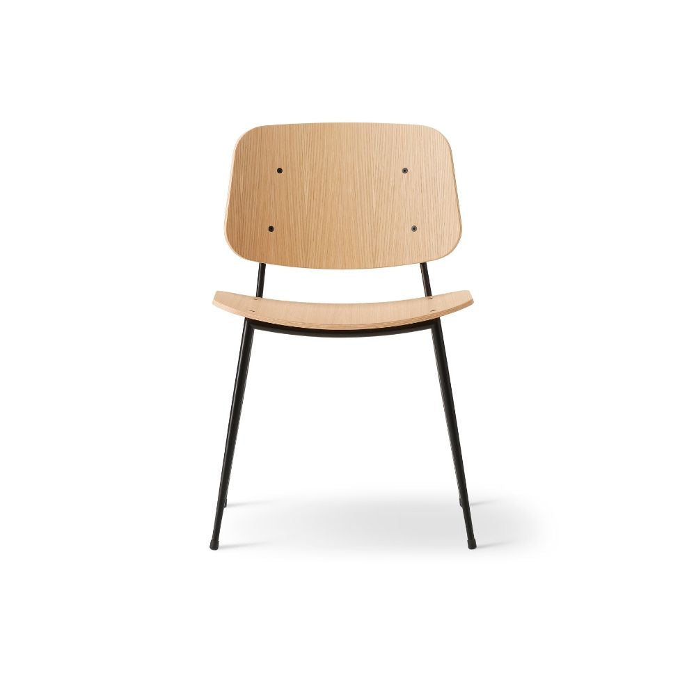 Børge Mogensen Oak Lacquered Søborg Chair with Black Steel Frame for Fredericia