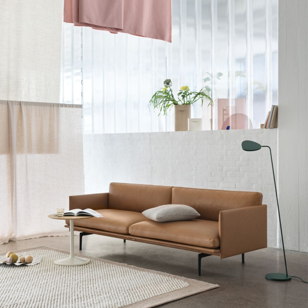 Leaf Floor Lamp with Outline 3-Seat Sofa by Muuto