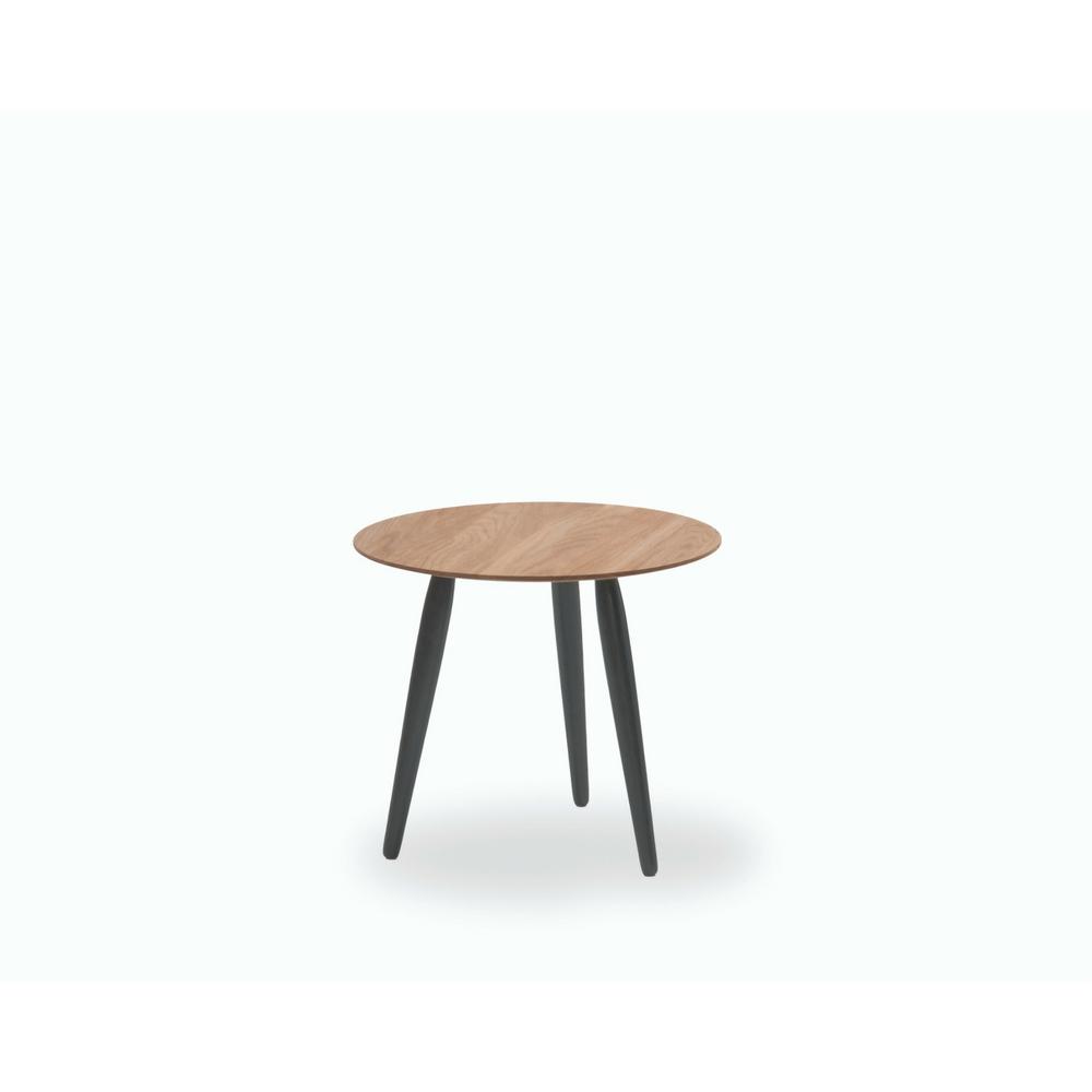 bruunmunch PLAY Round coffee table oak top with black oak legs extra small