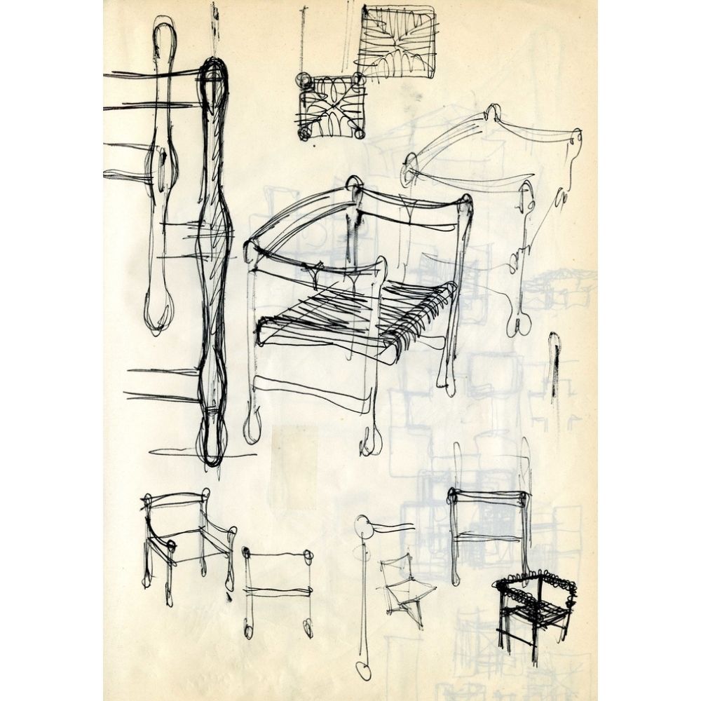 Fritz Hansen Carimate Chair by Vico Magistretti Original Detail Hand Drawings