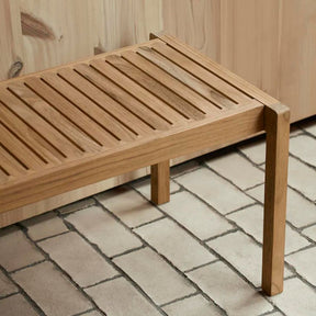 Carl Hansen AH912 Outdoor Teak Table Bench in Outdoor Shower Detail