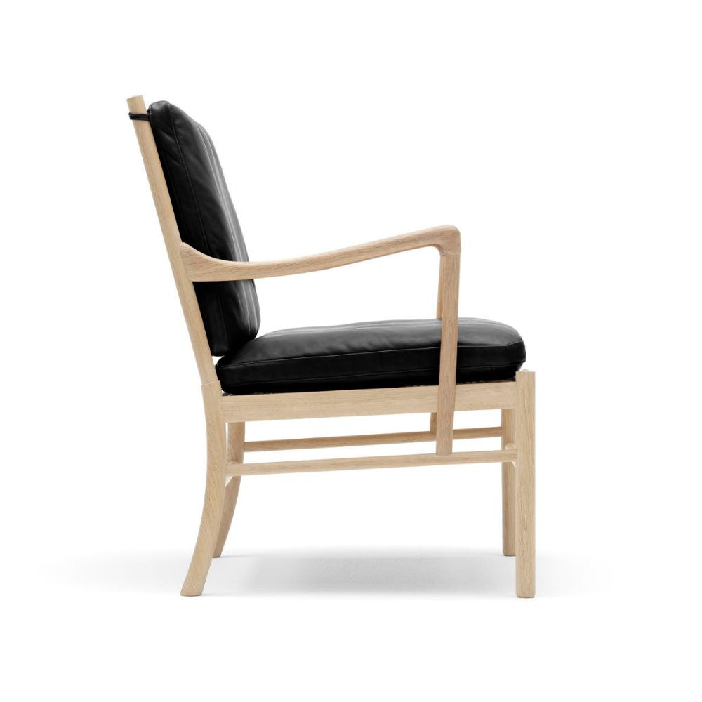 Ole Wanscher OW149 Colonial Chair with Oak Frame and Black SIF Leather Profile Carl Hansen and Son