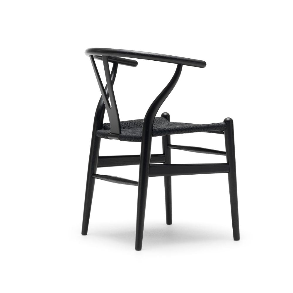 Carl Hansen CH24 Wegner Wishbone Chair Oak Black Lacquer with Black Papercord Seat Back