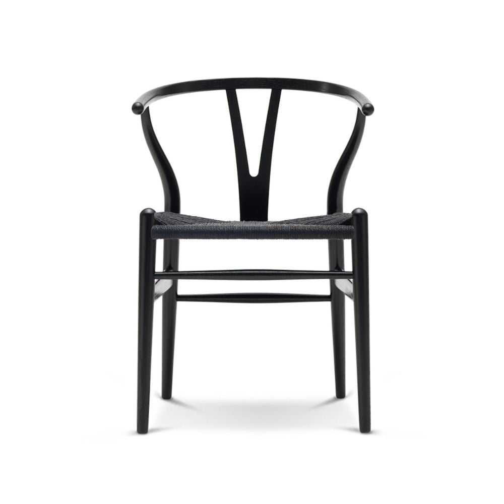 Carl Hansen CH24 Wegner Wishbone Chair Oak Black Lacquer with Black Papercord Seat