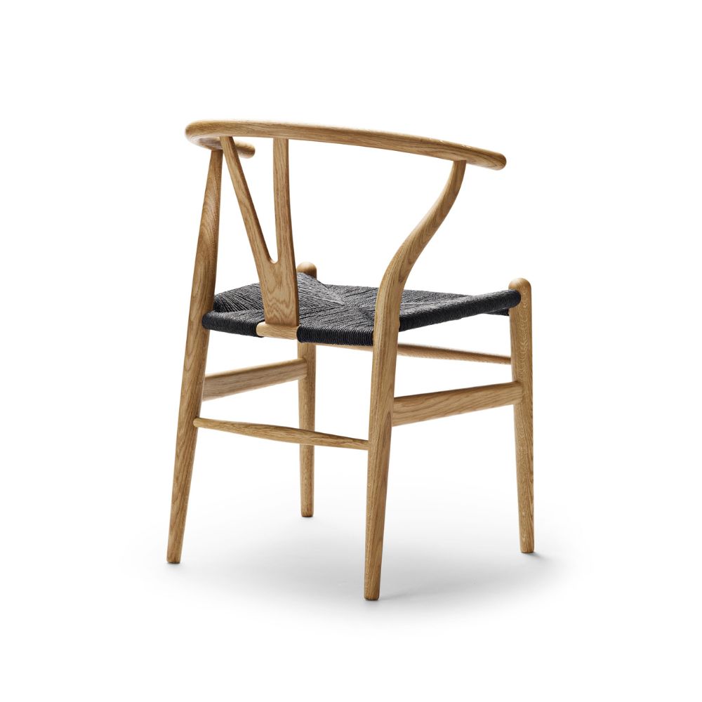 Carl Hansen CH24 Wegner Wishbone Chair Oak Oil with Black Papercord Seat Back