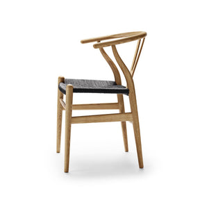Carl Hansen CH24 Wegner Wishbone Chair Oak Oil with Black Papercord Seat Side