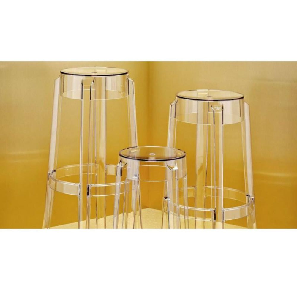 Kartell Charles Ghost Stools Crystal in Gold Studio