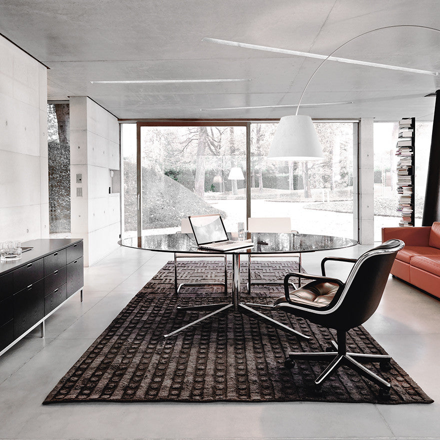 Charles Pollock Executive Arm Chair Black Leather with Florence Knoll Credenza in Room Palette and Parlor