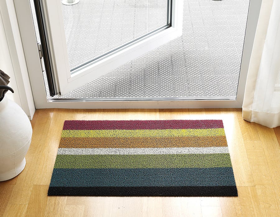 Chilewich Bold Stripe Multi Shag Mat in Entryway