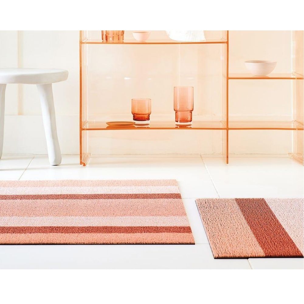 Chilewich Peach Bold Stripe Shag Mats Styled