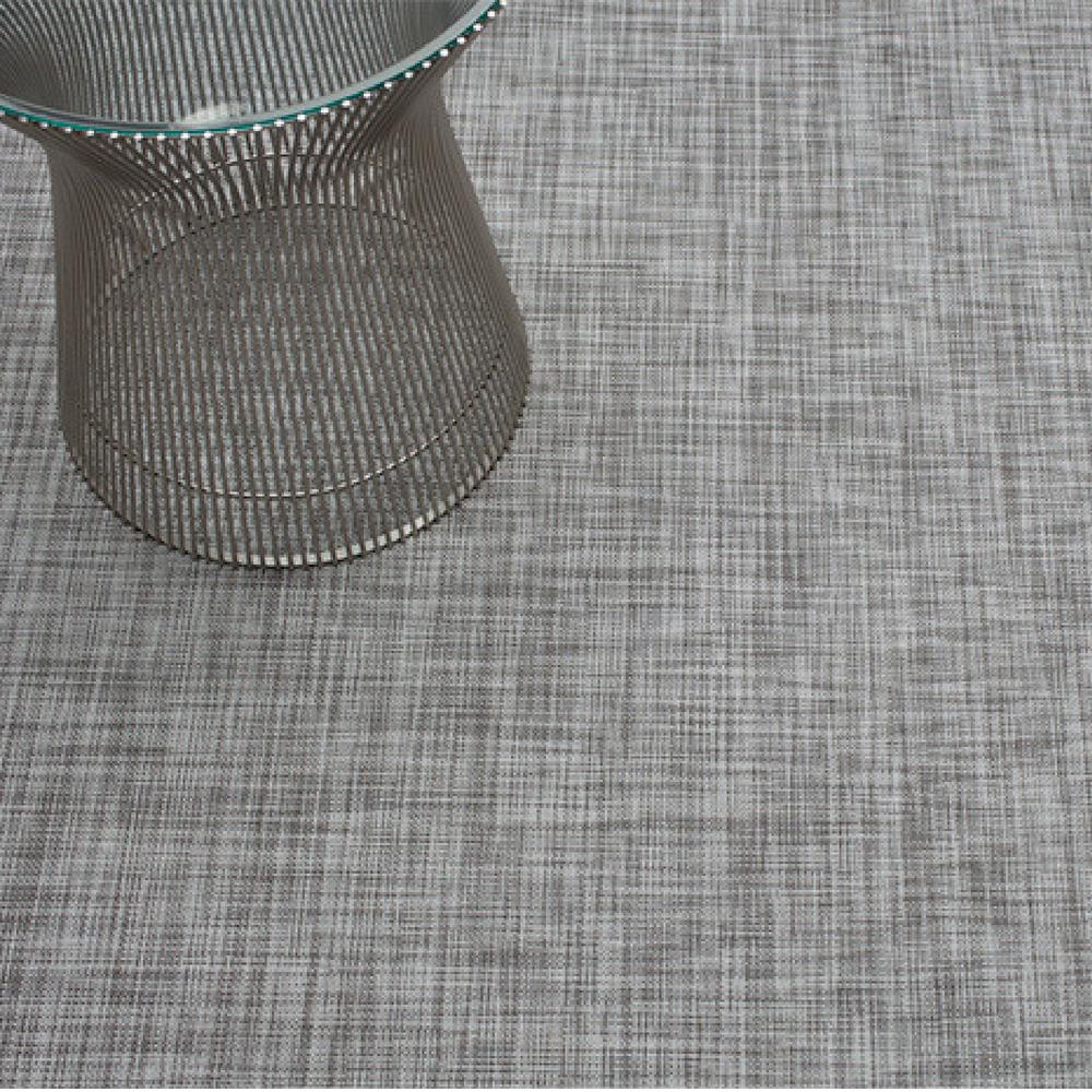 Chilewich Mini Basketweave Woven Floor Mat in Gravel with Knoll Platner Side Table