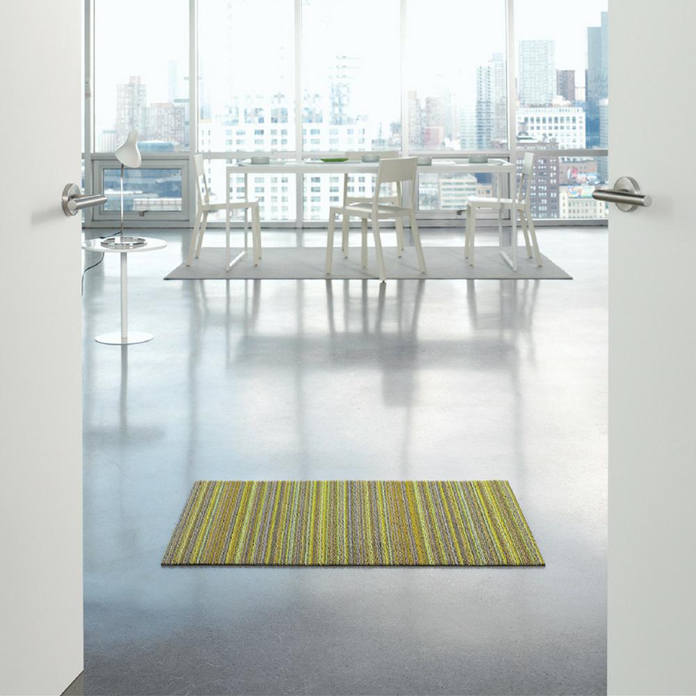 Chilewich Citron Skinny Stripe Doormat Insitu