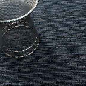 Chilewich Skinny Stripe Shag Floor Mat in Blue with Knoll Platner Side Table