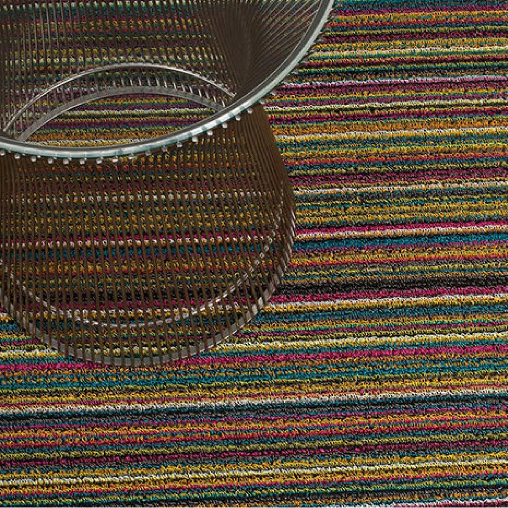 Chilewich Bright Multi Skinny Stripe Shag Floor Mat with Knoll Platner Side Table