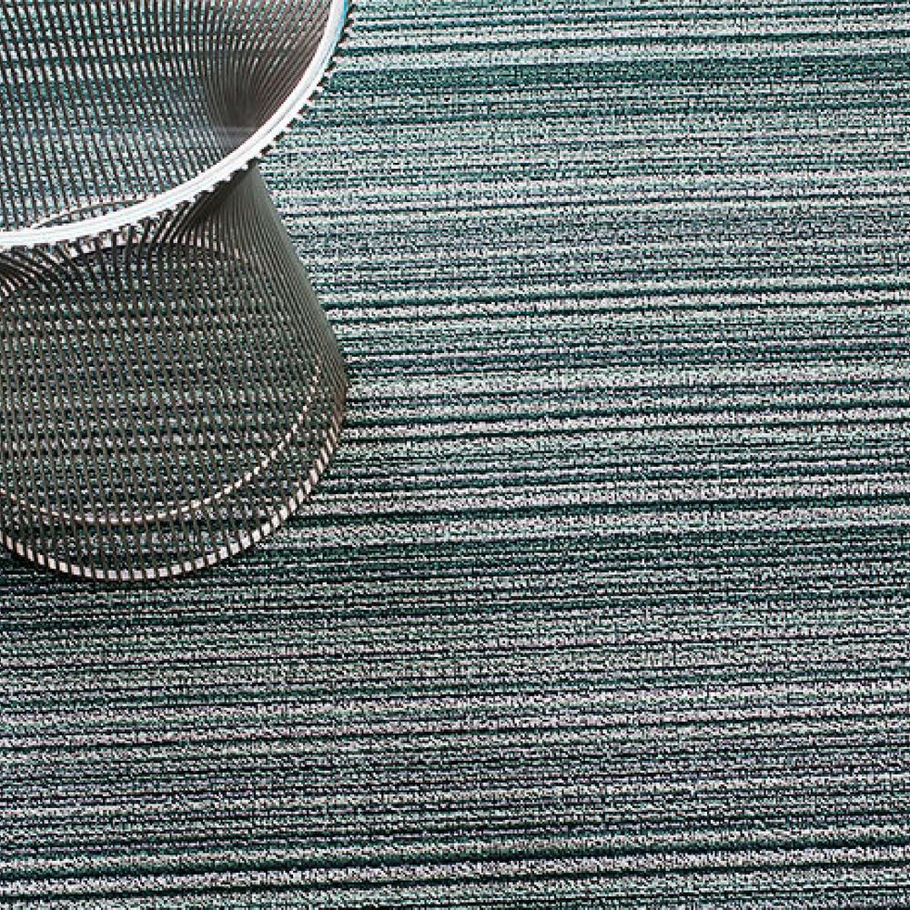 Chilewich Skinny Stripe Shag Floor Mat in Spearmint with Knoll Platner Side Table