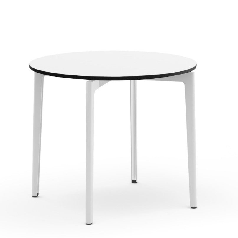 Daniel Stromborg Round Table White Laminate Top with White Rails Knoll