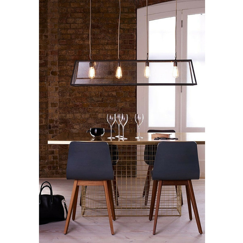 Diner Linear Weathered Brass Pendant over Dining Table Davey Lighting Original BTC