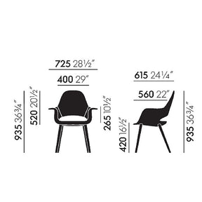 Charles and Ray Eames Organic Chair Size Specifications Vitra
