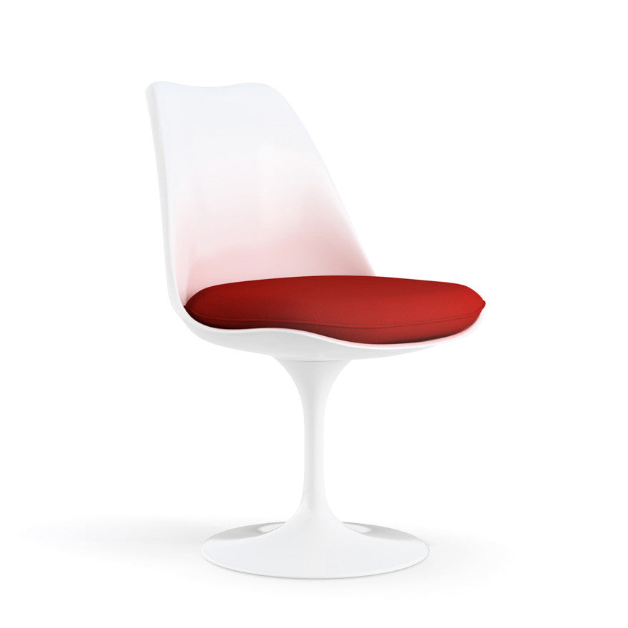 Eero Saarinen Tulip Side Chair Red Cushion Angled Knoll