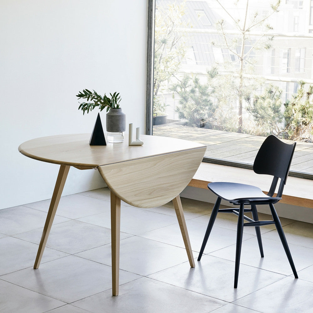 Ercol Originals Dropleaf Table in Room One Leaf Down with Butterfly Chair