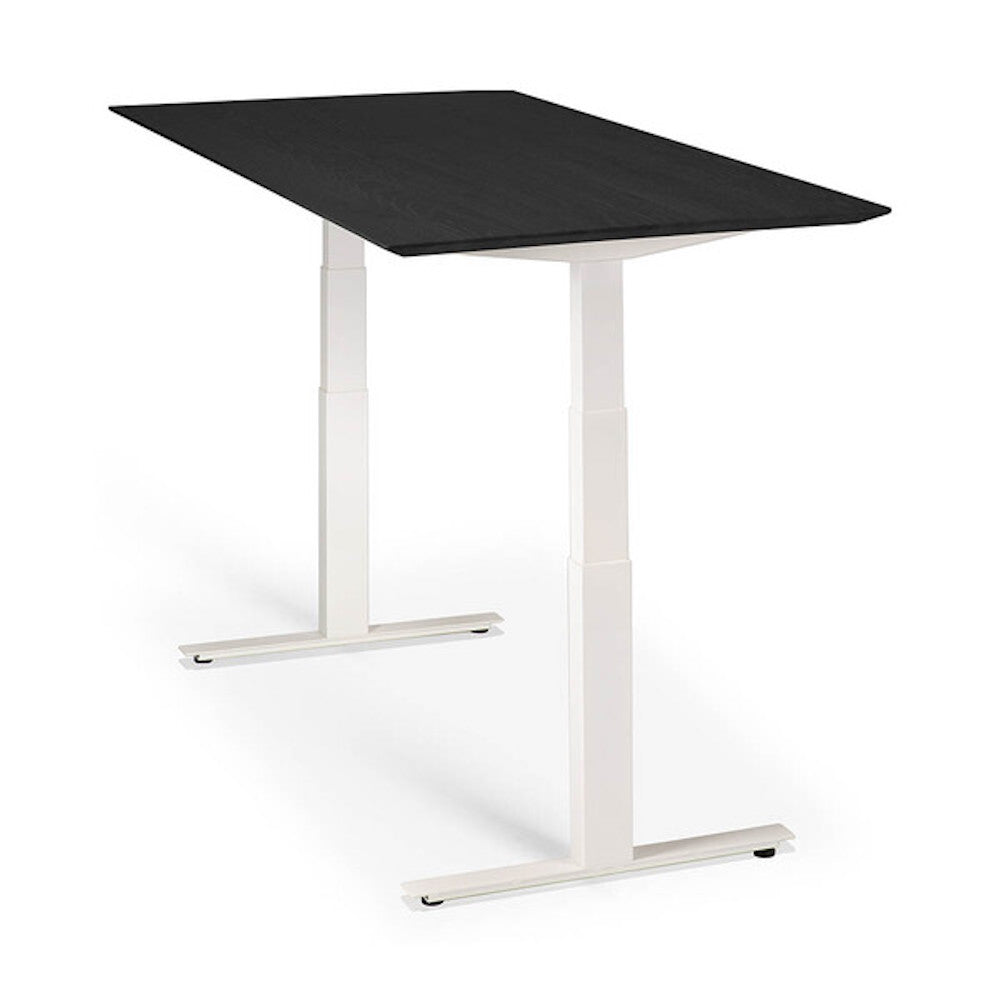 Ethnicraft Black Oak Bok Adjustable Desk with White Base