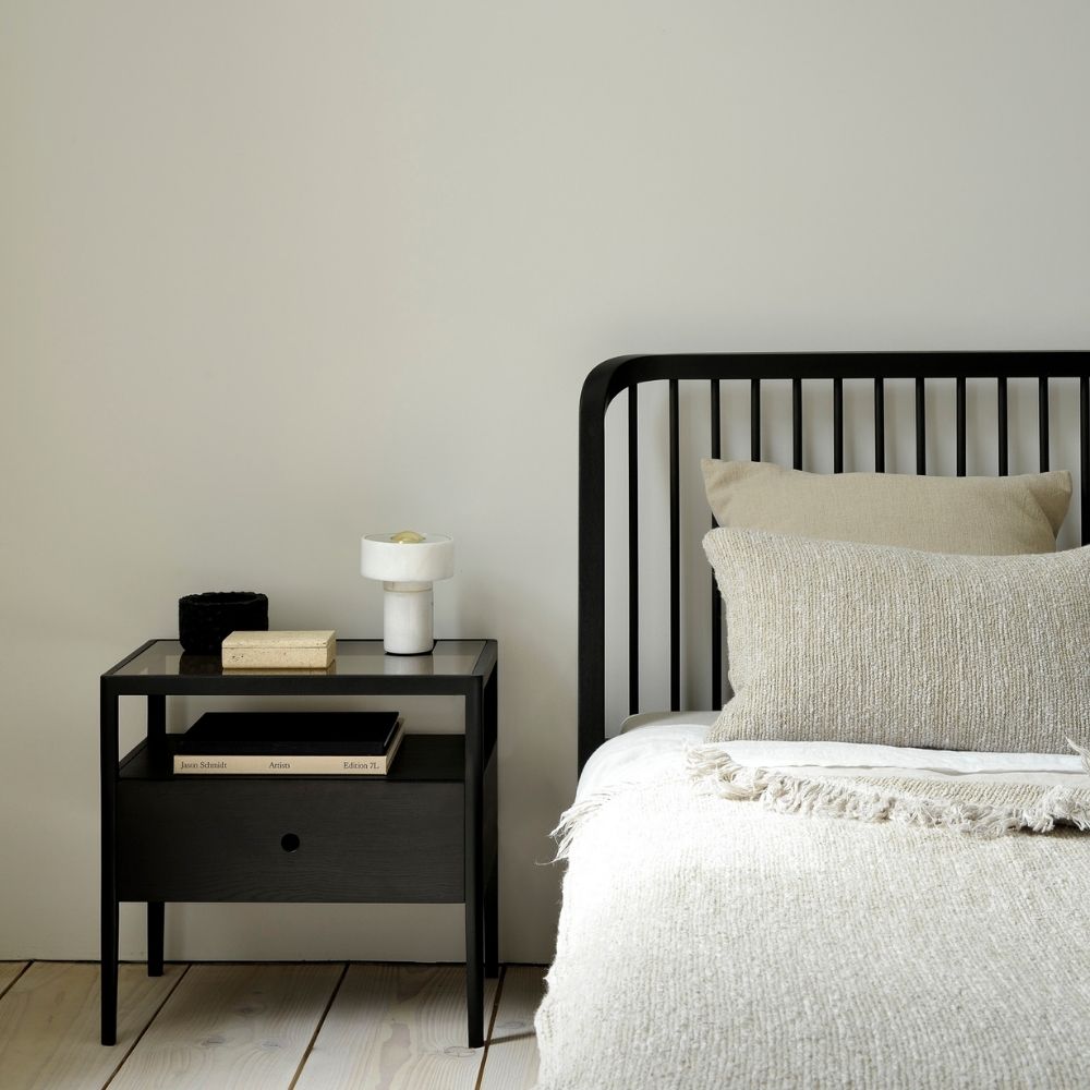 Ethnicraft Black Oak Spindle Bed in Bedroom