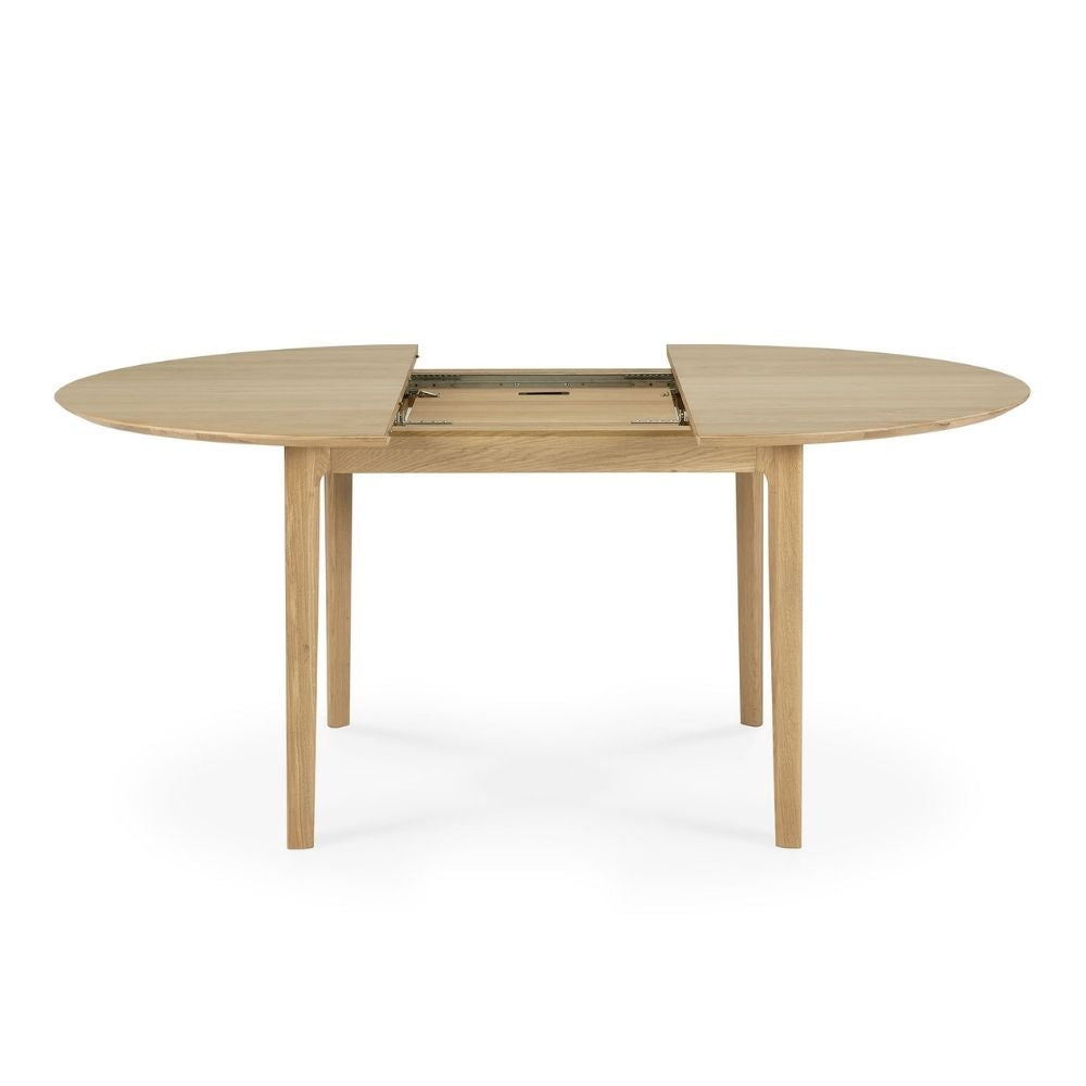 Ethnicraft Round Oak Bok Extendable Dining Table Open