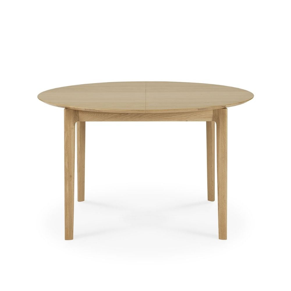 Ethnicraft round Oak Bok Extendable Dining Table Front