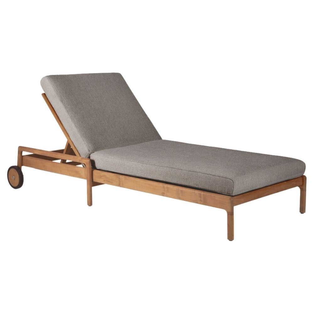 Ethnicraft Teak Jack Outdoor Chaise Lounge with Mocha Cushion