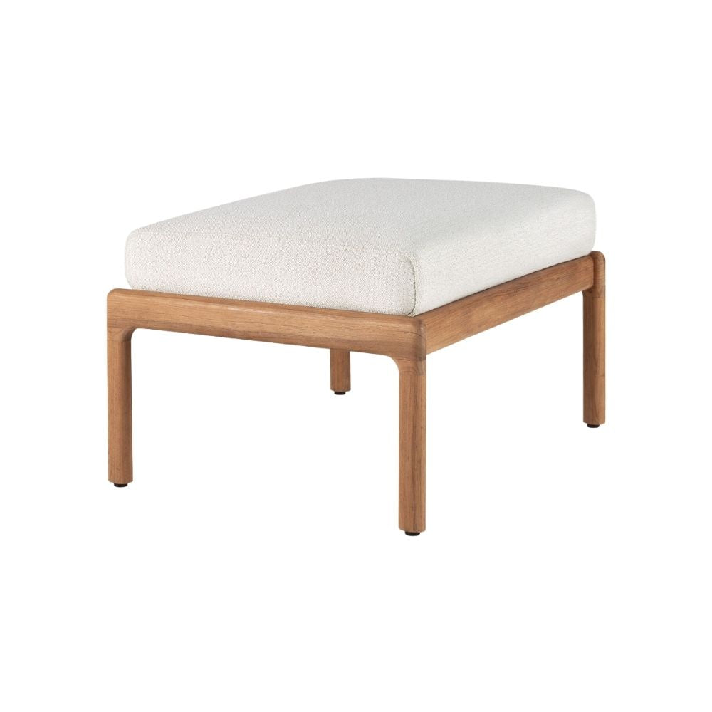 Ethnicraft Teak Jack Outdoor Ottoman with Off White Cushion