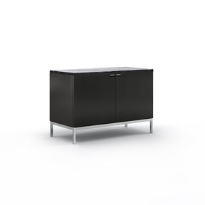 Florence Knoll 2 Position Credenza Ebonized Oak with Polished Nero Marquina Marble Top