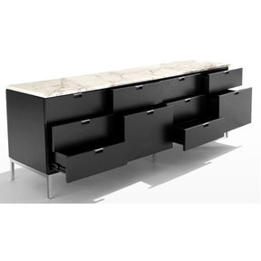 Florence Knoll Credenza Drawers Ebonized Oak Marble Top Knoll