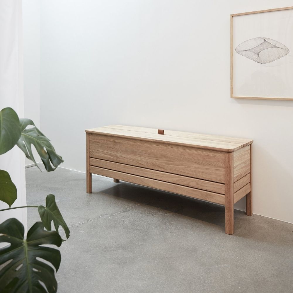 Form & Refine Oak Storage Bench in situ