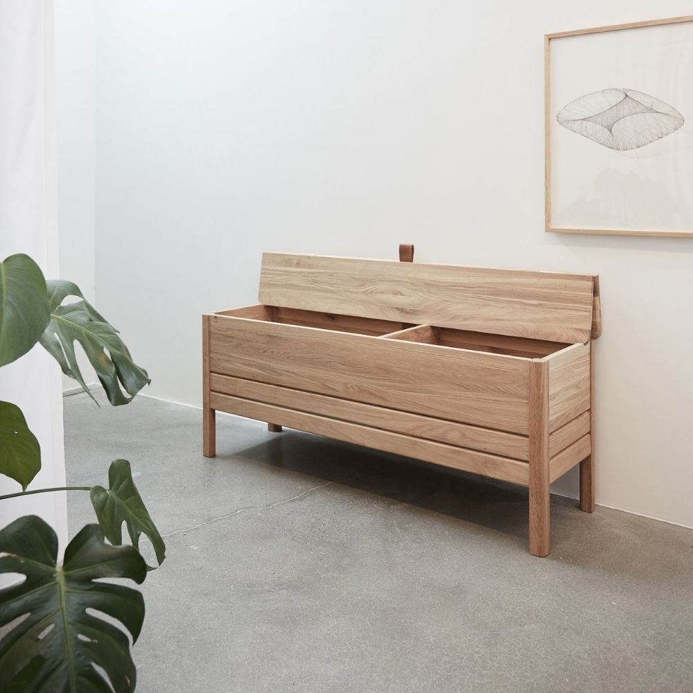 Form & Refine Oak Storage Bench Open