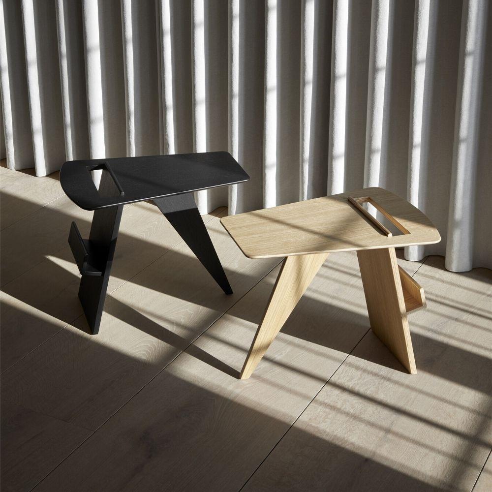 Fredericia Jens Risom Magazine Tables Natural Oak and Black Lacquered Oak