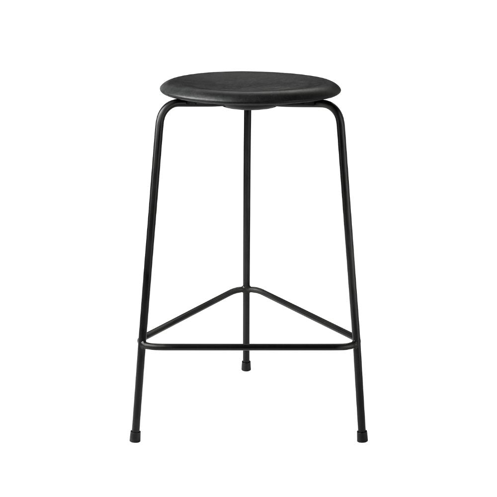 Black Leather High Dot Stool