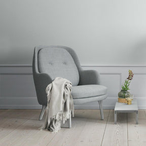 Fritz Hansen Fri Chair by Jaime Hayon with Cashmere Blanket and Poul Kjaerholm Marble Coffee Table