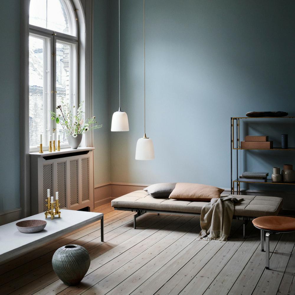 Fritz Hansen Cashmere Throw with Poul Kjaerholm Daybed