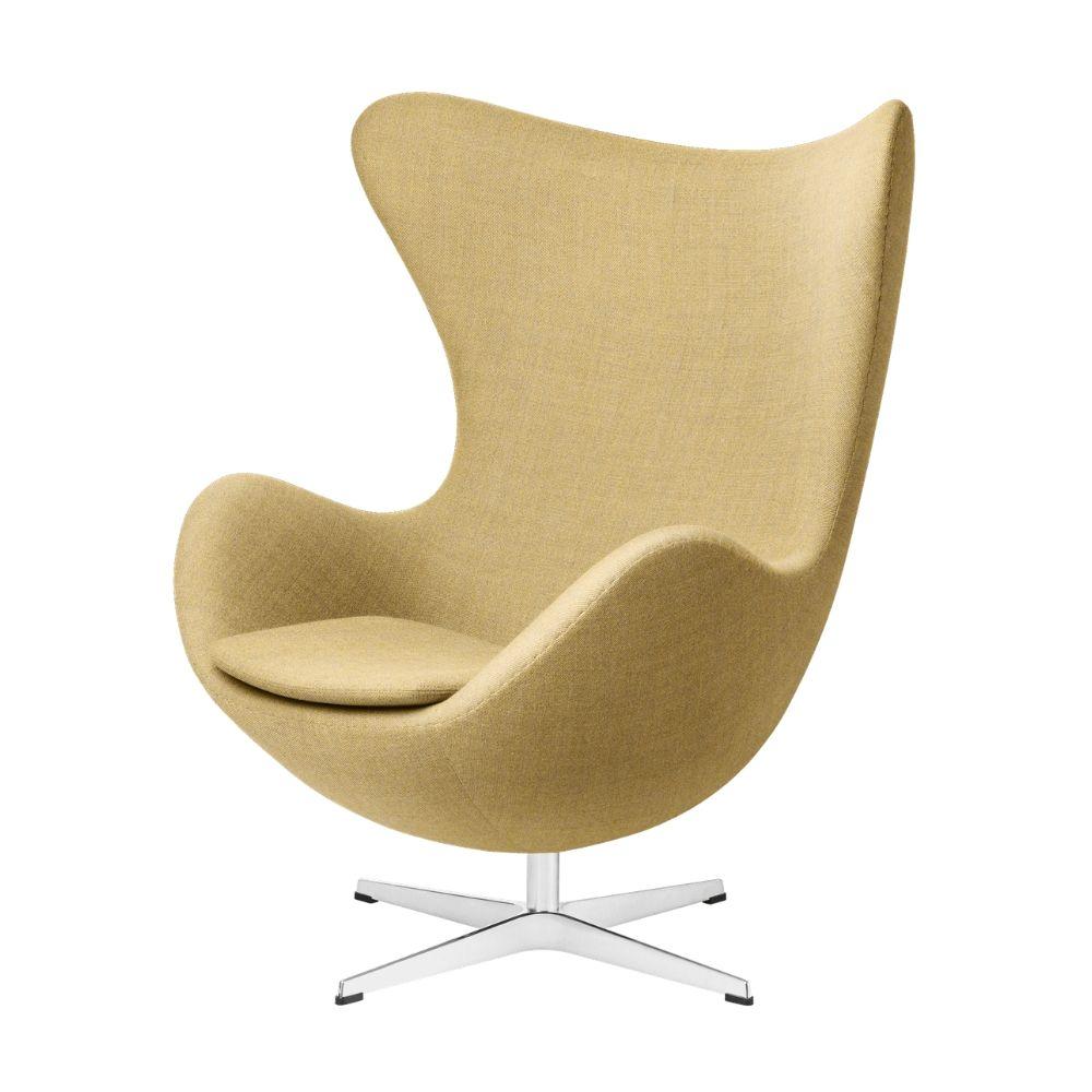 Egg Lounge Chair 3316, Upholstery: Christianshavn Yellow, Star base: Aluminium Brushed