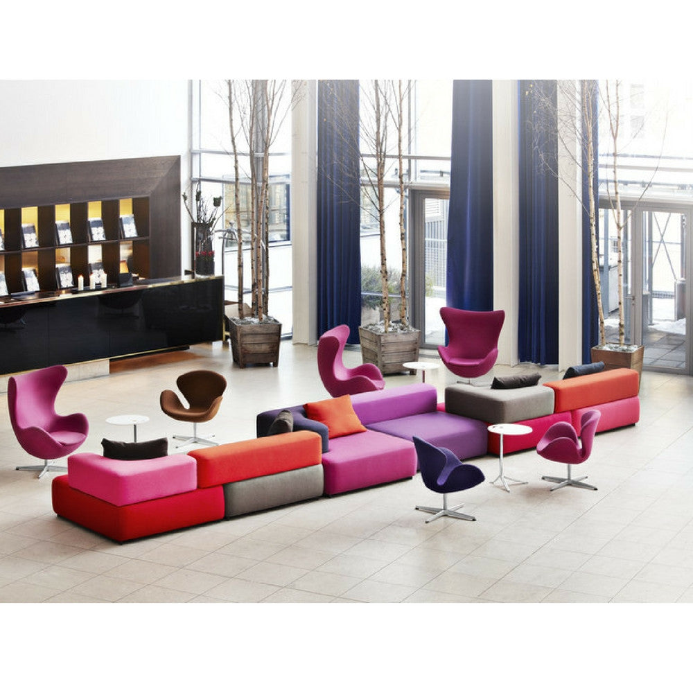 Fritz Hansen Egg Chairs with Swan Chairs and Piero Lissoni Alphabet Sofa in Hotel Skt Petri Lobby Copenhagen