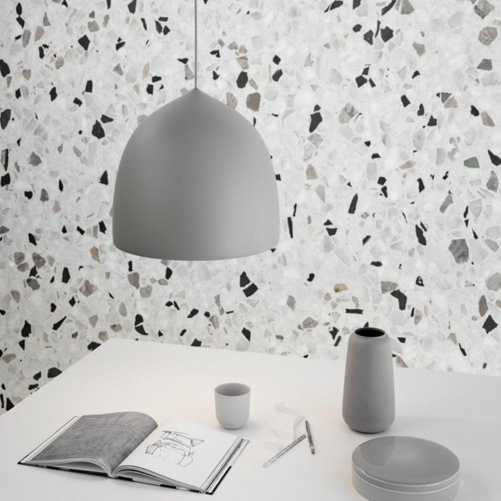 Fritz Hansen Gam Fratesi Suspence Pendant Light Grey with Terrazo Wall