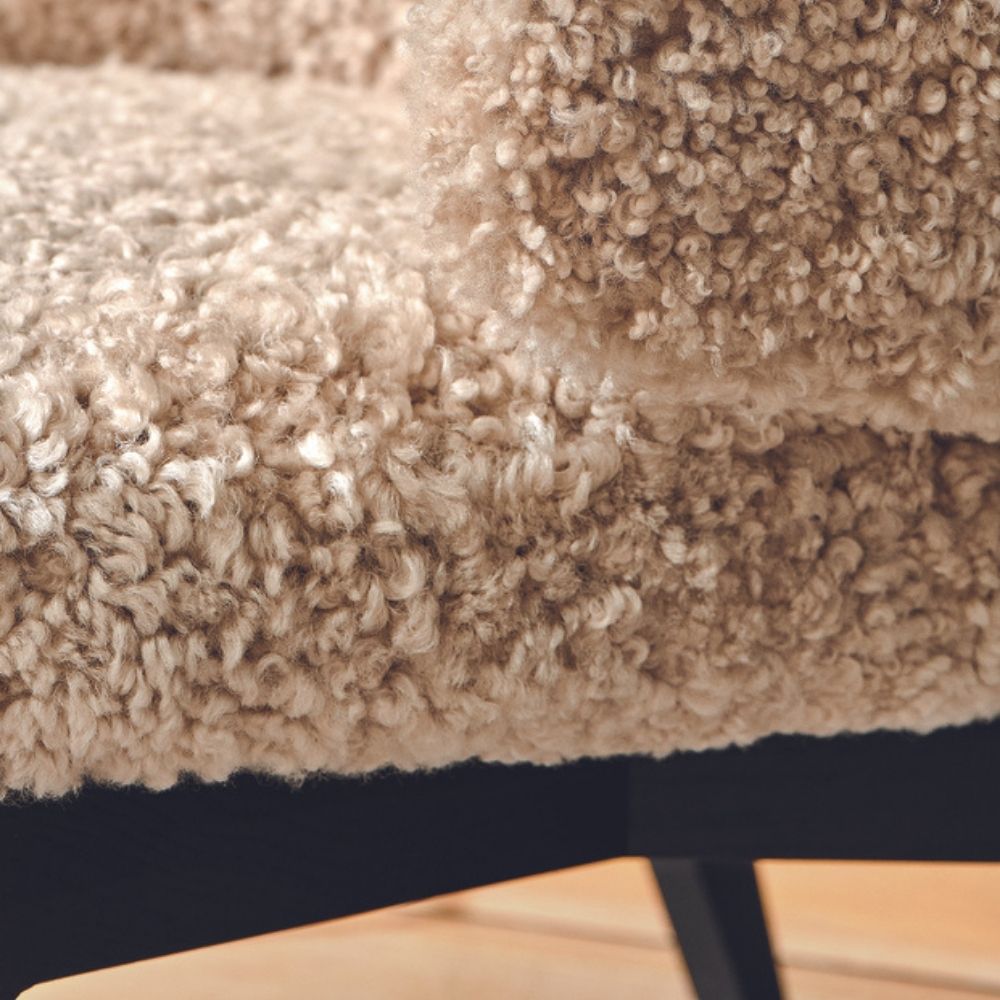 Fritz Hansen Let Chair Sheepskin Seat and Base Detail