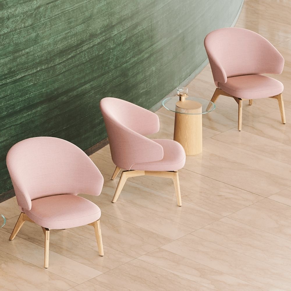 Fritz Hansen Let Chairs by Sebastian Herkner in Lobby with Stub Side Table Detail