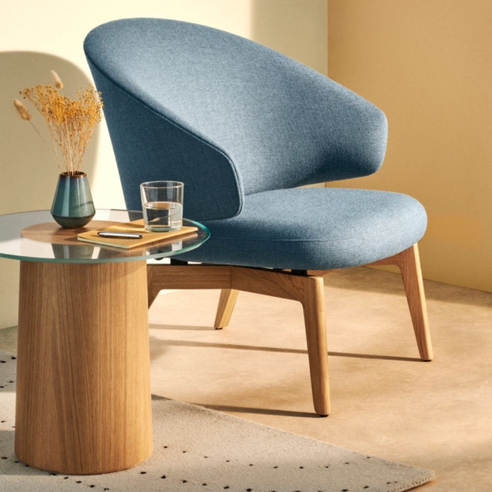 Fritz Hansen Let Chair by Sebastian Herkner with Stub Side Table