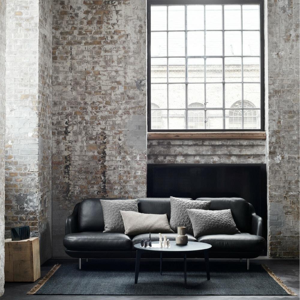 Fritz Hansen Lune Sofa by Jaime Hayon in Black Leather in Loft