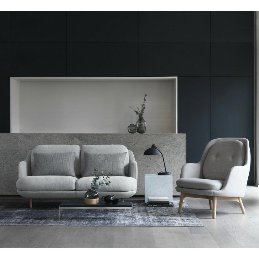 Fritz Hansen Lune Sofa by Jaime Hayon in room with Fri chair Light Grey