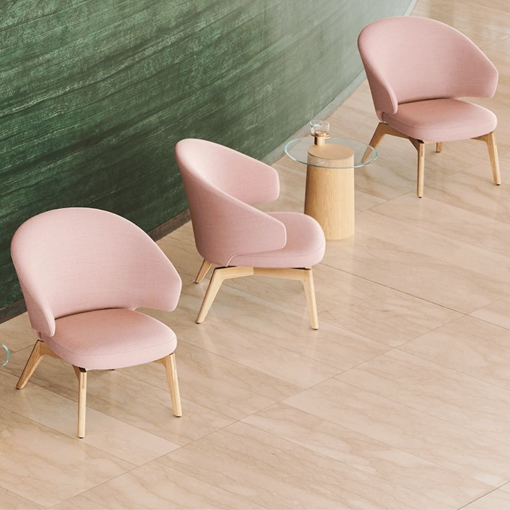 Fritz Hansen Stub Side Table by Mette Schelde in lobby with Let Lounge Chairs by Sebastian Herkner