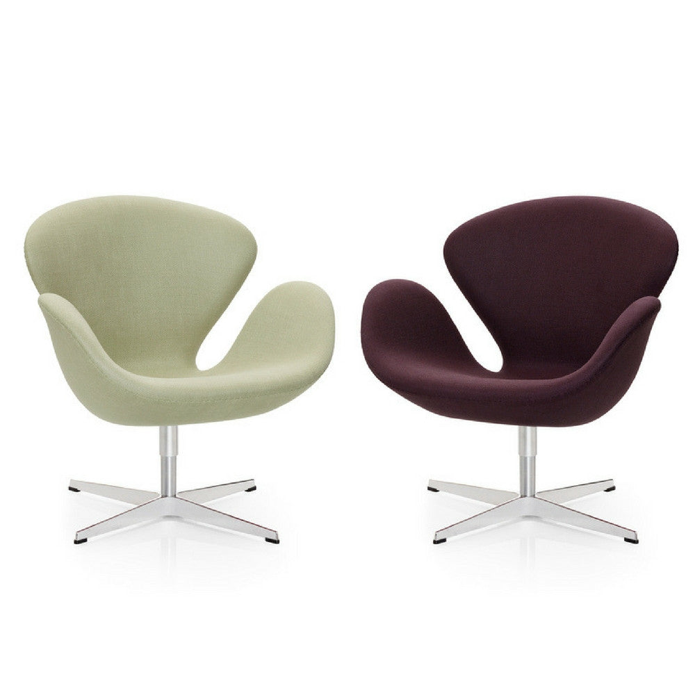 Fritz Hansen Swan Chairs Light Green and Deep Plum