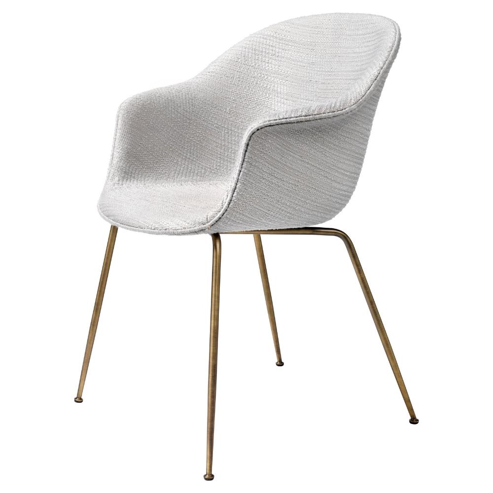 GUBI Bat Dining Chair with Antique Brass Legs Dedar Patchwork 001 Fully Upholstered GamFratesi